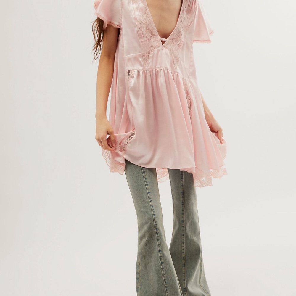NWOT Free People Wildest Rose Tunic Top Dress size large PINK - Picture 3 of 12